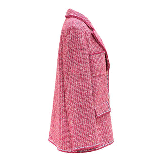 Chanel Pink Tweed Double-Breasted Blazer With Four Patch Pockets
