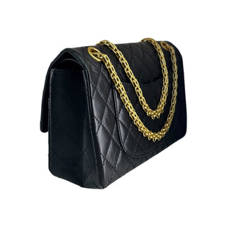 Chanel Aged Calfskin Quilted 2.55 Reissue 227 Flap Bag in Black With Gold Hardware