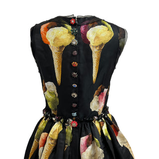 Dolce & Gabbana Multicolor Ice Cream Print Sleeveless Midi Dress