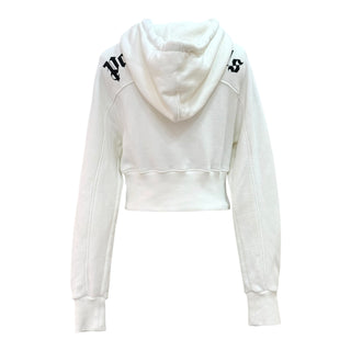 Palm Angels White Cropped Rainbow Stripe Hoodie