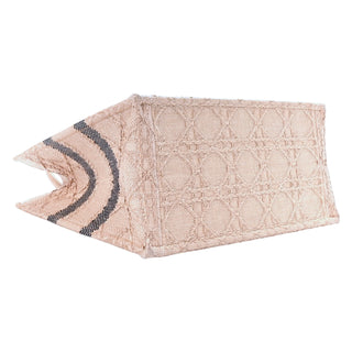 Christian Dior Light Pink Raffia Cannage Medium Book Tote