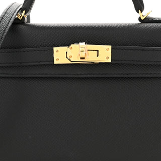 Hermes Epsom Mini Kelly Sellier 20 Noir With Gold Hardware