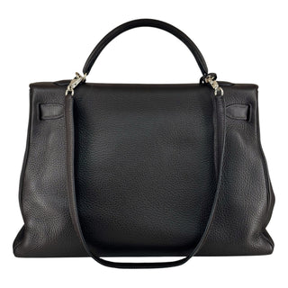 Hermès Kelly 40 Ebene Fjord In Clemence Leather With Gold Hardware