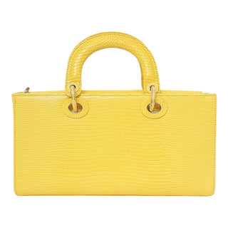 Christian Dior Yellow Lizard Medium D-Joy Bag With Strap