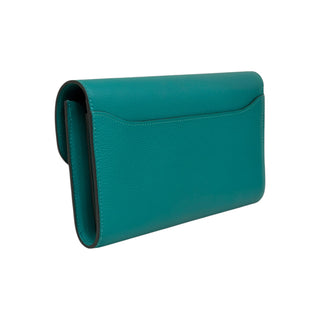 Hermes Vert Bosphore Evercolour Constance Wallet With Gold Hardware