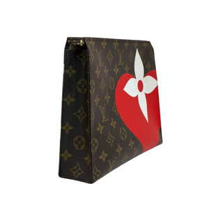 Louis Vuitton Brown Monogram Canvas Embellished Game On Heart Poche Toilette Bag