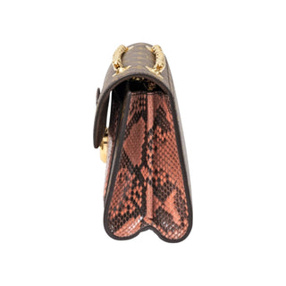 Louis Vuitton Rose Bruyère Python & Monogram Canvas Victoire Bag With Gold Hardware