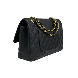 Chanel Black Caviar Quilted Medium Double Flap Bag With Gold Hardware