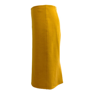 Max Mara Mustard Yellow Hooded Wool Wrap Coat & Skirt Set