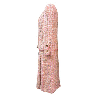 Chanel Pink Multicolor Tweed Jacket and Skirt Set
