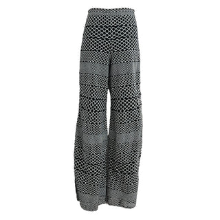 Chanel Black & White Geometric Knit Cotton Wide-Leg Pants