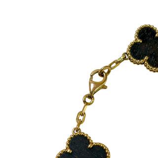 Vancleef & Arpels 18K Yellow Gold Letter Wood Vintage Alhambra 5 Motif Bracelet