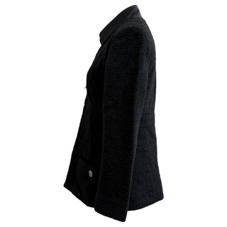 Chanel Black Tweed Zip-Up Jacket with Satin Trim
