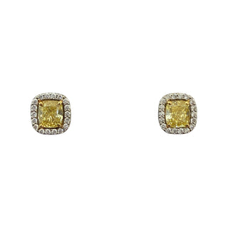 Tiffany & Co Soleste Yellow Diamond Halo Stud Earrings