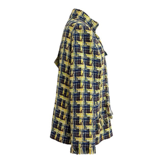 Chanel Yellow & Navy Multicolor Tweed Jacket with Scarf