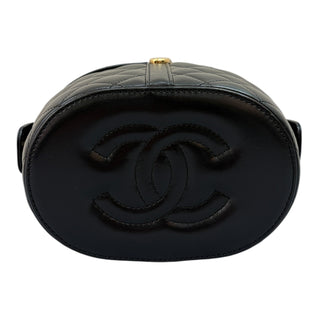 Chanel Black Quilted Lambskin Vanity Top Handle Bag With Gold Hardware