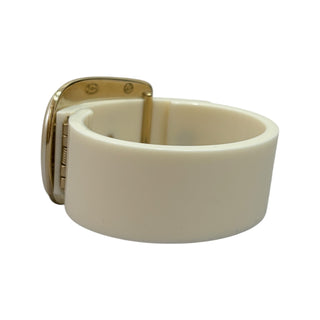 Chanel Ivory Resin Belt Buckle CC Logo Cuff Bracelet