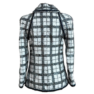 Chanel Black & White Sequin Jacket With Tweed Contrast Trim