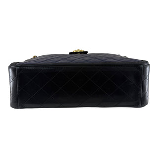 Chanel Navy And Black Quilted Lambskin Tote