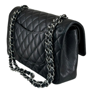 Chanel Black Caviar Medium Classic Double Flap Bag With Silver Hardware
