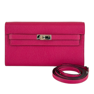 Hermès Pink Kelly To Go Chevre Mysore Leather with Palladium Hardware