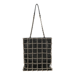 Chanel Black Leather Chain-Embellished Tote Bag