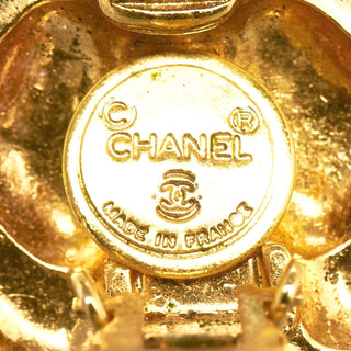 Chanel Vintage Round Diamond Rhinestone Clip-On Earrings