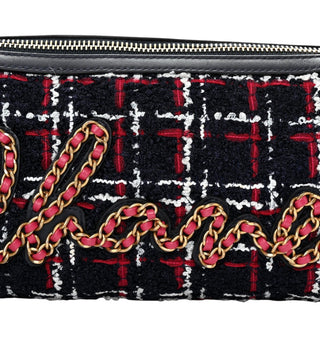 Chanel Navy Multicolour Tweed Calfskin Signe Bowling Bag