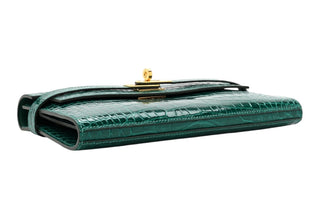Hermes Vert Emeraude Alligator Kelly Wallet With Gold Hardware