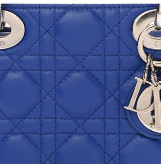 Christian Dior Blue Lambskin Quilted Mini Lady Dior Bag