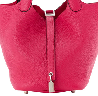 Hermès Rose Shocking Taurillon Clemence Picotin 18 PM With PHW