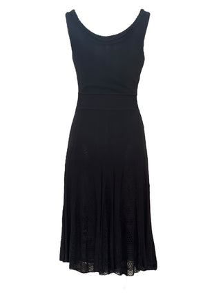 Chanel Black Sleeveless Ruffle Knit Midi Dress