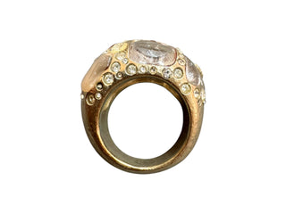 Chanel Lavender & Ivory Cabochon Crystal Cuff Bracelet and Ring Set