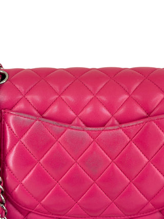 Chanel Hot Pink Lambskin Quilted Medium Double Flap Bag With PHW