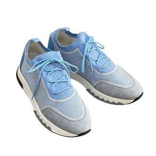 Hermes Light Blue Knit & Suede Panel Sneakers