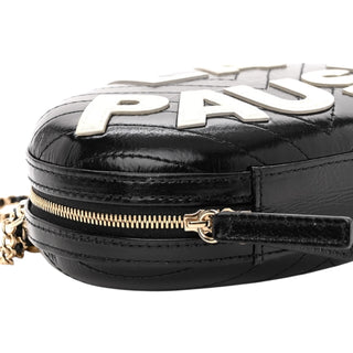 Chanel Black Lambskin Embroidered Chevron Quilted La Pausa Tassel Clutch