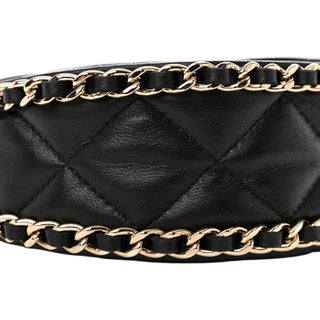 Chanel Lambskin Black Quilted Mini Chain Around Hobo Bag