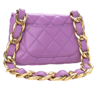 Chanel Purple Lambskin Quilted Small CC Funky Town Flap Bag
