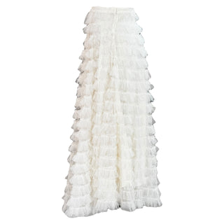 Christian Dior White Tiered Ruffle Maxi Skirt
