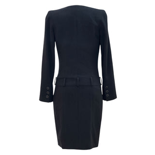 long sleeve black chanel dress Chanel Black Long Sleeve Quilted Maxi Dress with CC Logo Detail Size F Sellier