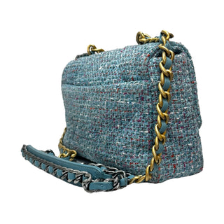 Chanel Bleu Multicolored Quilted Medium Chanel 19 Flap Bag With Gold Hardware