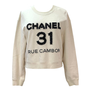 Chanel Ivory 31 Rue Cambon Camellia Embellished Sweatshirt