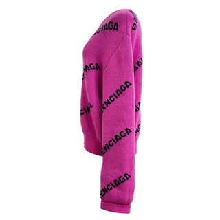Balenciaga Fuchsia Logo Intarsia Knit Sweater