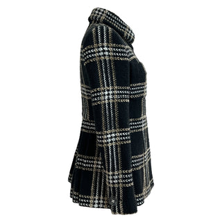Chanel Black & Gold Check Tweed Jacket With Matching Scarf