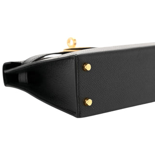 Hermes Epsom Mini Kelly Sellier 20 Noir With Gold Hardware