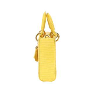 Christian Dior Yellow Lizard Medium D-Joy Bag With Strap