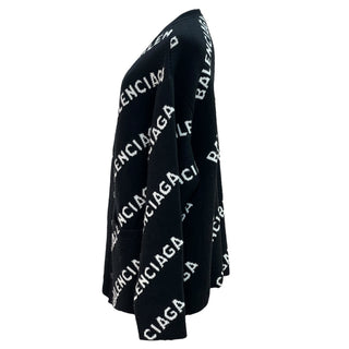 Balenciaga Black & White Logo Knit Cardigan