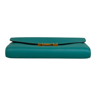 Hermes Vert Bosphore Evercolour Constance Wallet With Gold Hardware