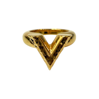 Louis Vuitton Textured Essential V Gold-Tone Ring