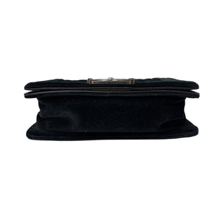 Chanel Black Velvet Small Boy Bag With Ruthenium Hardware